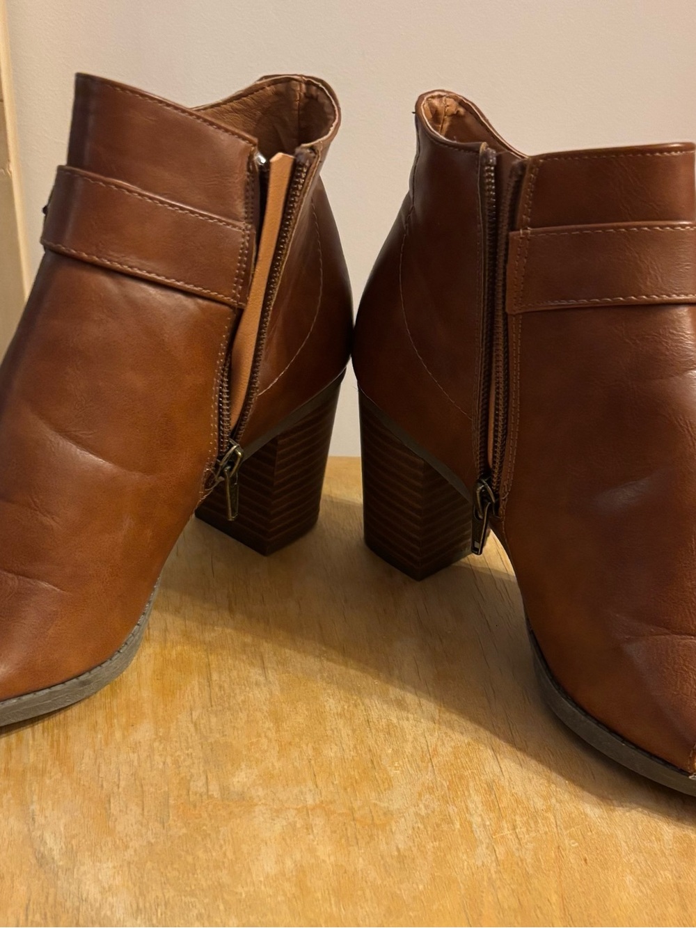 Addition Elle Brown Peep Toe Cut-Out Ankle Boots - 7W